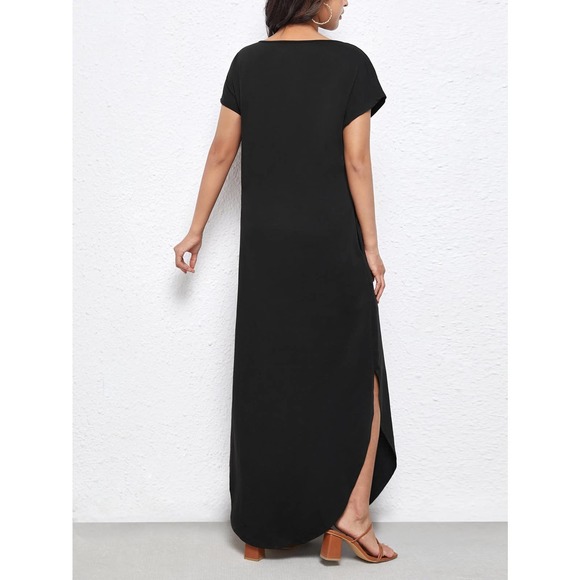 Maternity Batwing Sleeve Hidden Pocket Curved Hem Dress - Picture 2 of 8